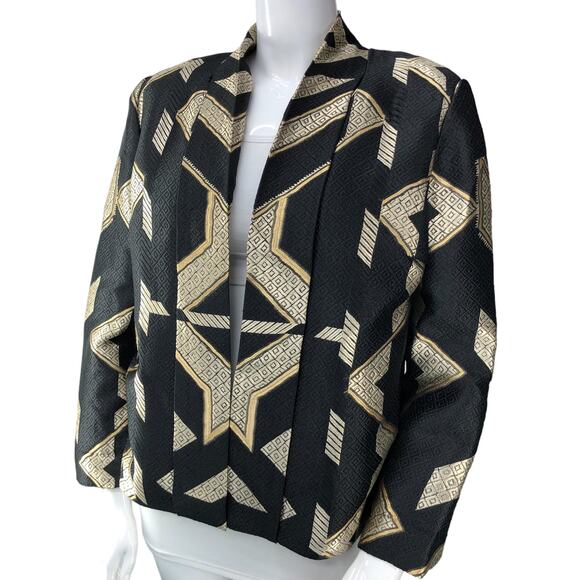 Chicos Women Size 2 US 12 Egyptian Sophisticate Persias Jacket Metallic Jacquard - Picture 2 of 16